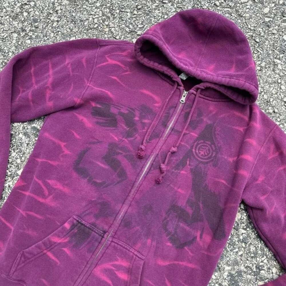 Y2K Element Purple Camo Zip Up Hoodie